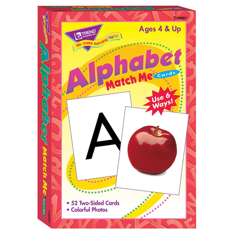 Match Me Cards Alphabet 52/Box Two-Sided Cards Ages 4 & Up (Pack of 8) - Card Games - Trend Enterprises Inc.