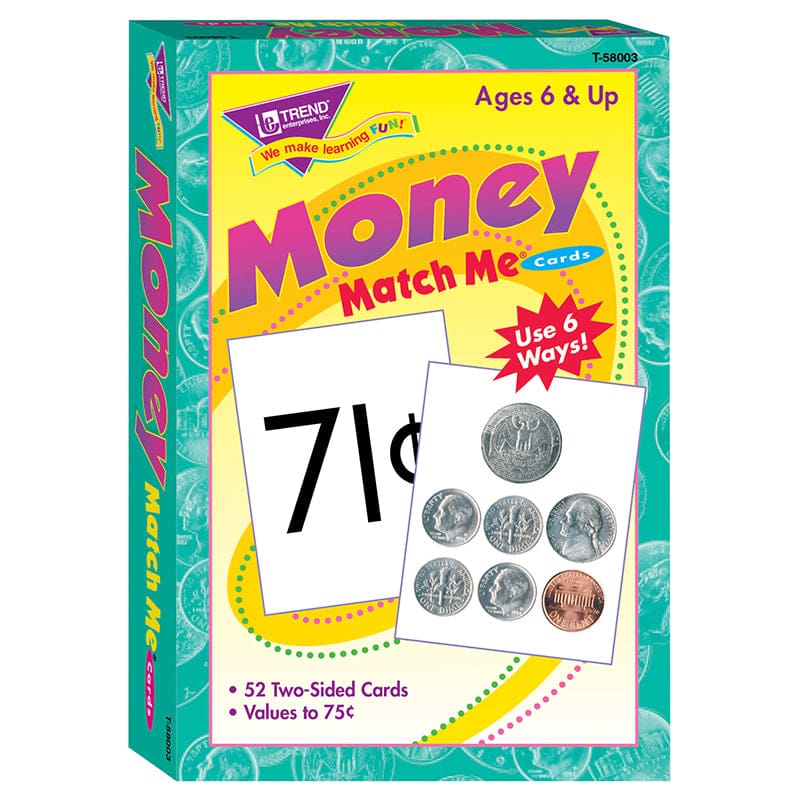 Match Me Cards Money 52/Box Two Sided Cards Ages 6 & Up (Pack of 8) - Card Games - Trend Enterprises Inc.