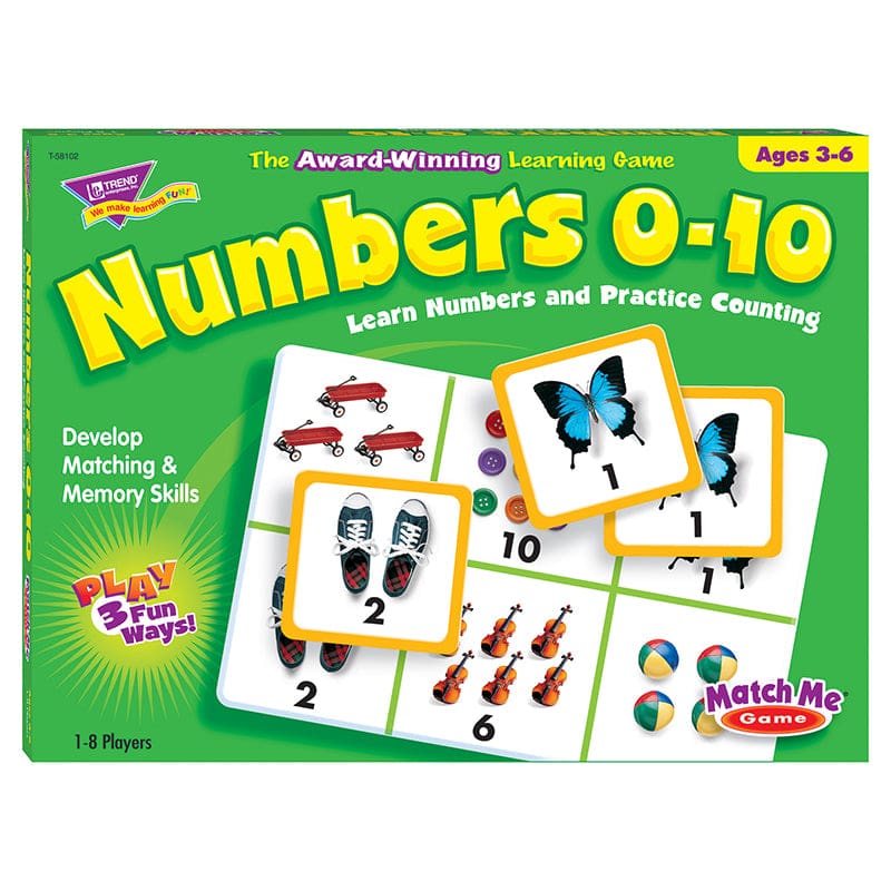 Match Me Game Numbers Ages 3 & Up 1-8 Players (Pack of 2) - Math - Trend Enterprises Inc.