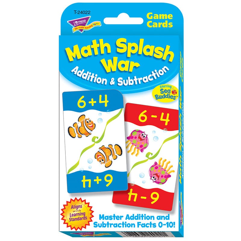 Math Splash War Addition & Subtraction Challenge Cards (Pack of 10) - Flash Cards - Trend Enterprises Inc.