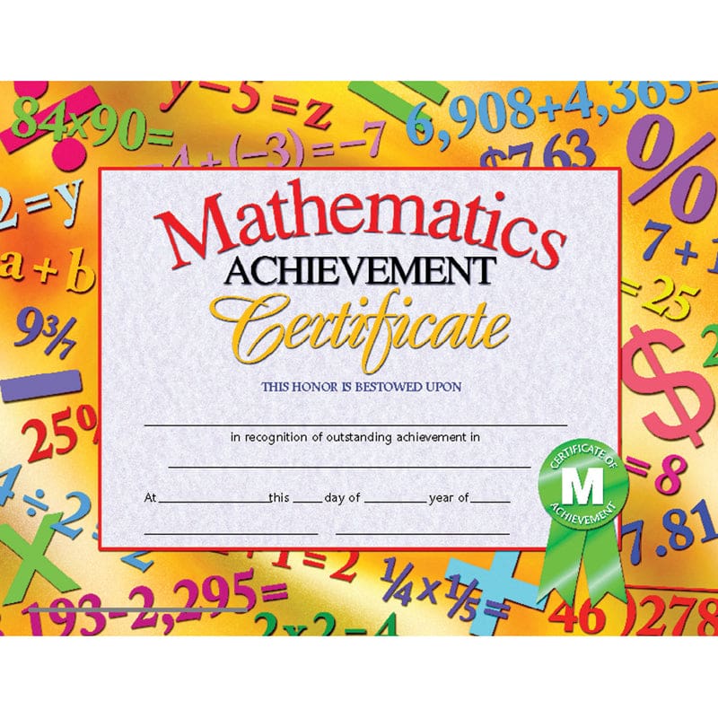 Mathematics Achievement 30Pk Certificates 8.5 X 11 Inkjet Laser (Pack of 8) - Math - Flipside