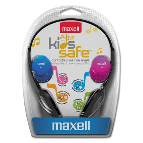 Maxell Kids Safe Headphones 4 Ft Cord Black With Interchangeable Pink/blue/silver Caps - Technology - Maxell®