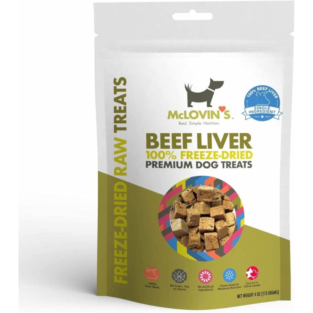 MCLOVINS PET FOOD Mclovins Pet Food Beef Liver Freeze Dried Dog Treats, 4 Oz