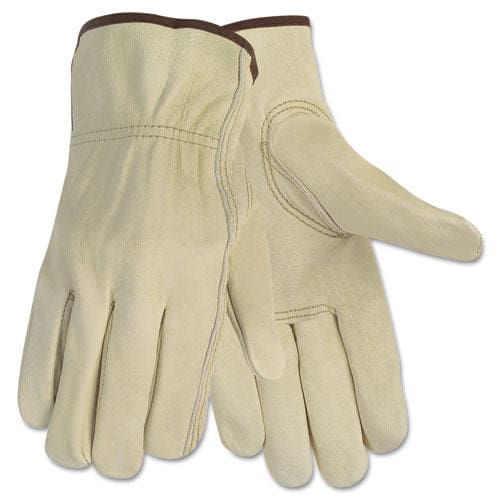 MCR Safety Economy Leather Driver Gloves Medium Beige Pair - Janitorial & Sanitation - MCR™ Safety