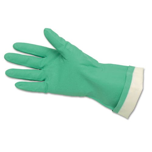 MCR Safety Flock-lined Nitrile Gloves One Size Green 12 Pairs - Janitorial & Sanitation - MCR™ Safety