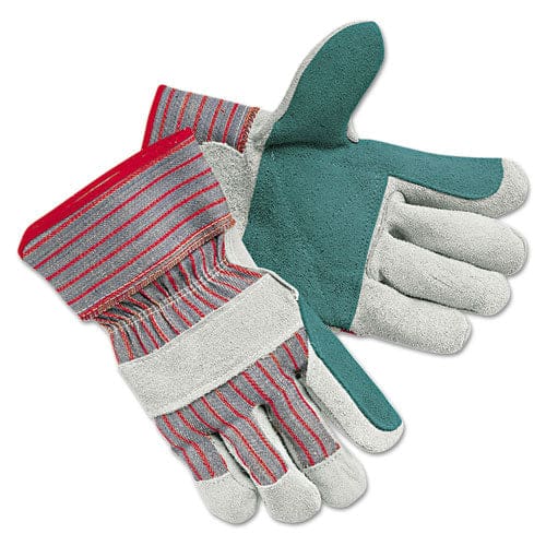 MCR Safety Men’s Economy Leather Palm Gloves White/red Large 12 Pairs - Office - MCR™ Safety