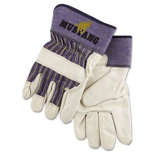 MCR Safety Mustang Leather Palm Gloves Blue/cream X-large Dozen - Office - MCR™ Safety