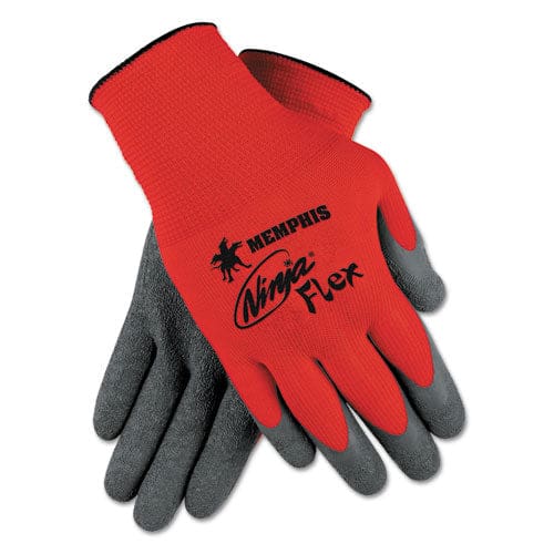 MCR Safety Ninja Flex Latex Coated Palm Gloves N9680l Large Red/gray Dozen - Janitorial & Sanitation - MCR™ Safety