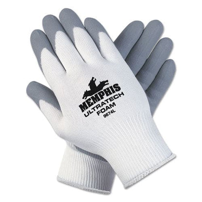 MCR Safety Ultra Tech Foam Seamless Nylon Knit Gloves X-large White/gray Dozen - Janitorial & Sanitation - MCR™ Safety