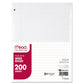 Mead Filler Paper 3-hole 8 X 10.5 Wide/legal Rule 200/pack - School Supplies - Mead®