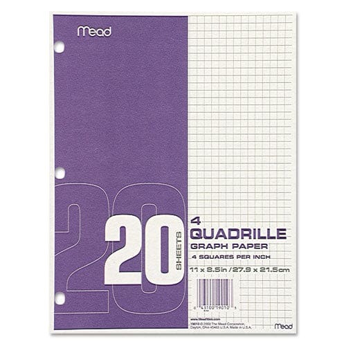 Mead Graph Paper Tablet 3-hole 8.5 X 11 Quadrille: 4 Sq/in 20 Sheets/pad 12 Pads/pack - School Supplies - Mead®