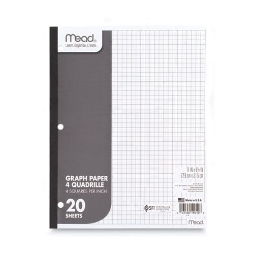 Mead Graph Paper Tablet 3-hole 8.5 X 11 Quadrille: 4 Sq/in 20 Sheets/pad 12 Pads/pack - School Supplies - Mead®