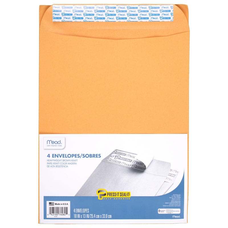 Mead Press It Seal It 4Ct 10 X 13 Envelopes (Pack of 12) - Envelopes - Mead - Acco Brands Usa LLC