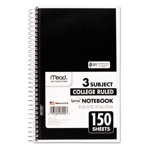 Mead Spiral Notebook 3 Subject Medium/college Rule Randomly Assorted Covers 9.5 X 5.5 150 Sheets - School Supplies - Mead®