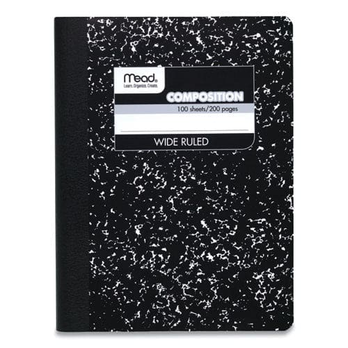 Mead Square Deal Composition Book 3 Subject Wide/legal Rule Black Cover 9.75 X 7.5 100 Sheets 12/pack - School Supplies - Mead®