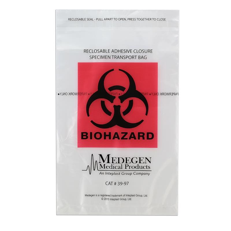 Medegen Medical Specimen Bag Biohazard 6X9 1.6Mil CASE - Lab Supplies >> Specimen Collection - Medegen Medical