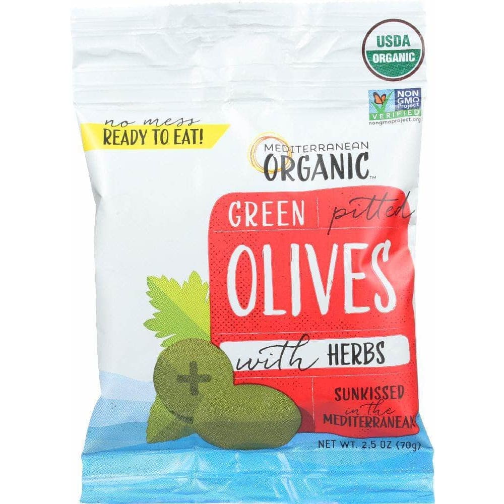 Mediterranean Organic Mediterranean Organics Olives Green Pitted with Herbs, 2.5 oz
