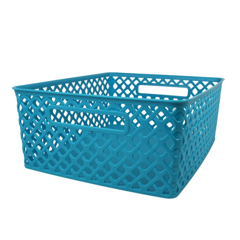 Medium Turquoise Woven Basket (Pack of 6) - Storage Containers - Romanoff Products