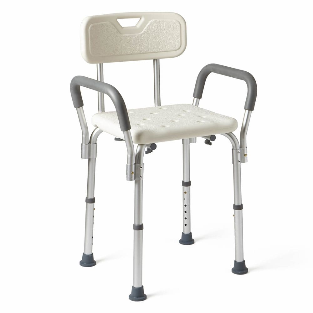 Medline Bath Bench with Back and Padded Arms White - Home Safety Aids - Medline Bath