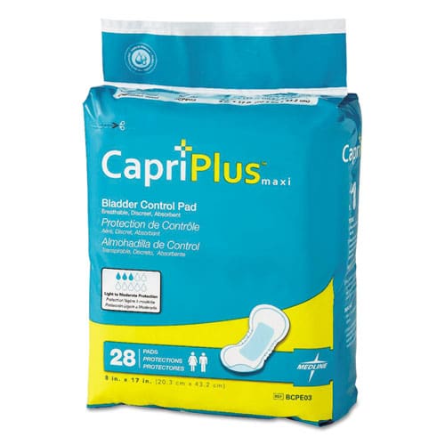 Medline Capri Plus Bladder Control Pads Extra Plus 6.5 X 13.5 28/pack 6/carton - Janitorial & Sanitation - Medline