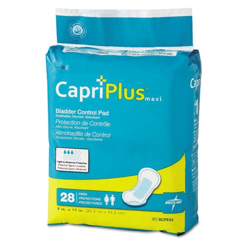 Medline Capri Plus Bladder Control Pads Ultra Plus 8 X 17 28/pack 6/carton - Janitorial & Sanitation - Medline