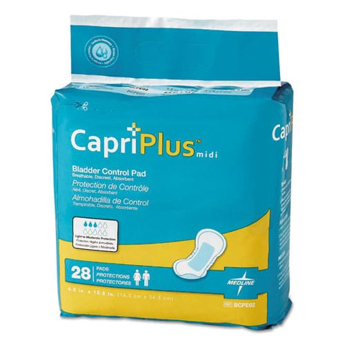 Medline Capri Plus Bladder Control Pads Ultra Plus 8 X 17 28/pack 6/carton - Janitorial & Sanitation - Medline