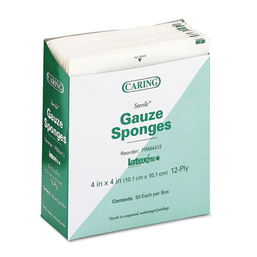 Medline Caring Woven Gauze Sponges Sterile 12-ply 4 X 4 1,200/carton - Janitorial & Sanitation - Medline