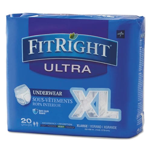 Medline Fitright Ultra Protective Underwear Large 40 To 56 Waist 20/pack 4 Pack/carton - Janitorial & Sanitation - Medline