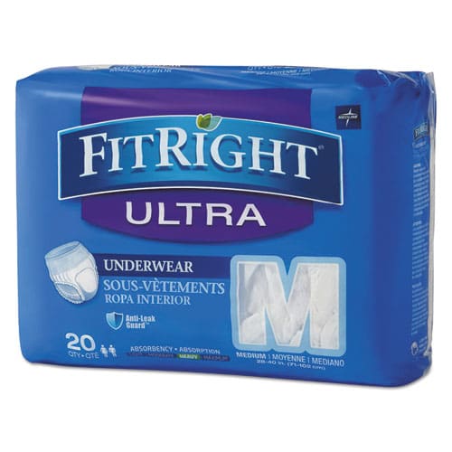 Medline Fitright Ultra Protective Underwear Large 40 To 56 Waist 20/pack - Janitorial & Sanitation - Medline