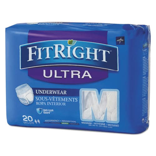 Medline Fitright Ultra Protective Underwear Medium 28 To 40 Waist 20/pack - Janitorial & Sanitation - Medline