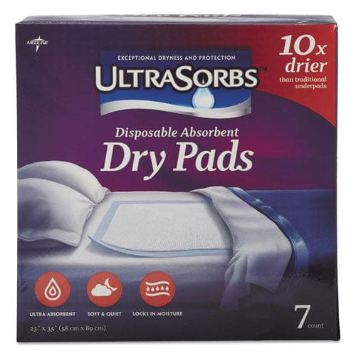 Medline Ultrasorbs Disposable Dry Pads 23 X 35 Blue 7/box - Janitorial & Sanitation - Medline