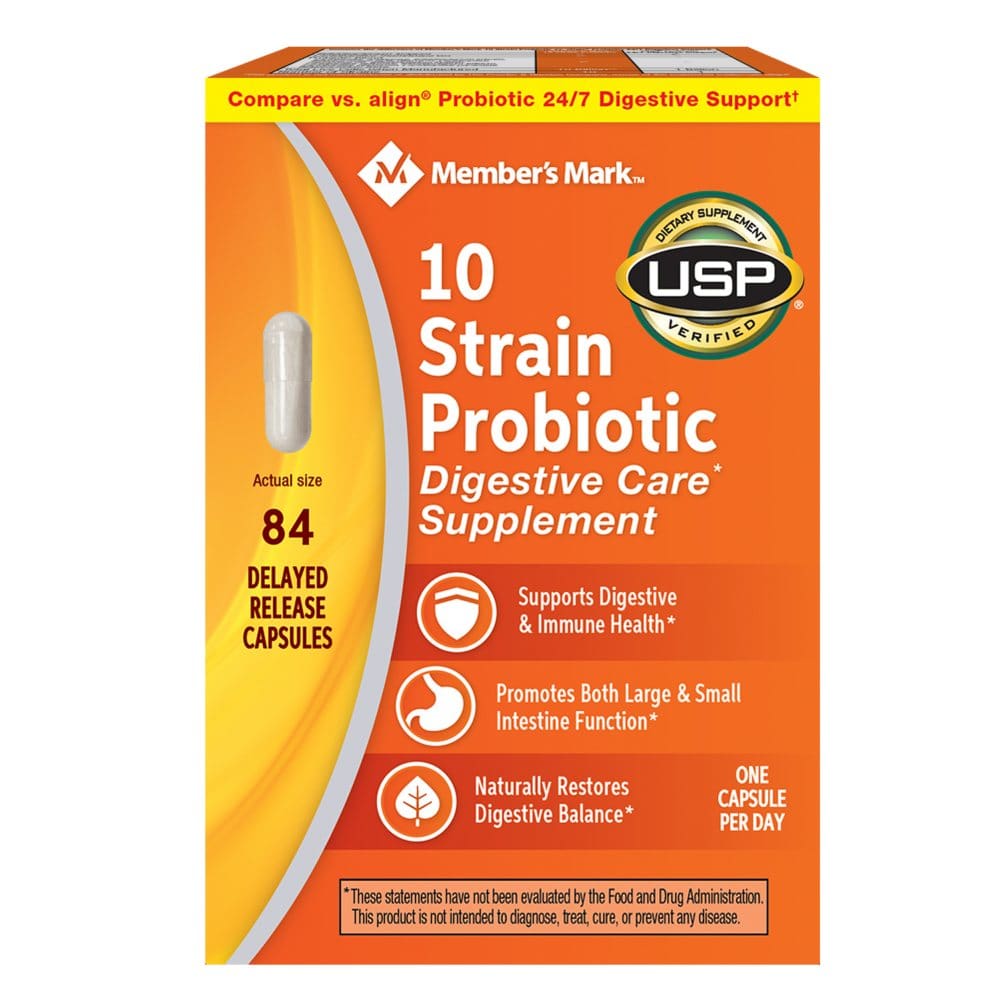 Member’s Mark 10 Strain Probiotic Digestive Care Supplement (84 ct.) - Probiotics & Fiber - Member’s Mark