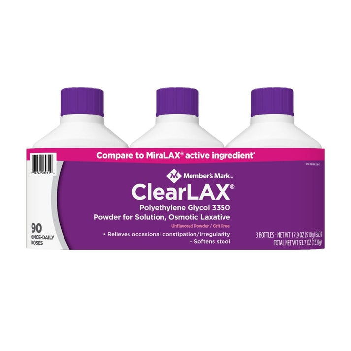 Member’s Mark ClearLAX Polyethylene Glycol 3350 Powder (17.9 oz., 3 pk.) Member’s Mark ClearLAX Polyethylene Glycol 3350 Powder (17.9 oz., 3 pk.)