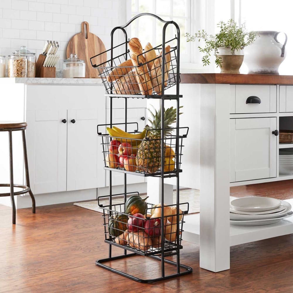 Member’s Mark Floor Standing 3-Tier Wire Basket Stand - Food Storage & Kitchen Organization - Member’s Mark