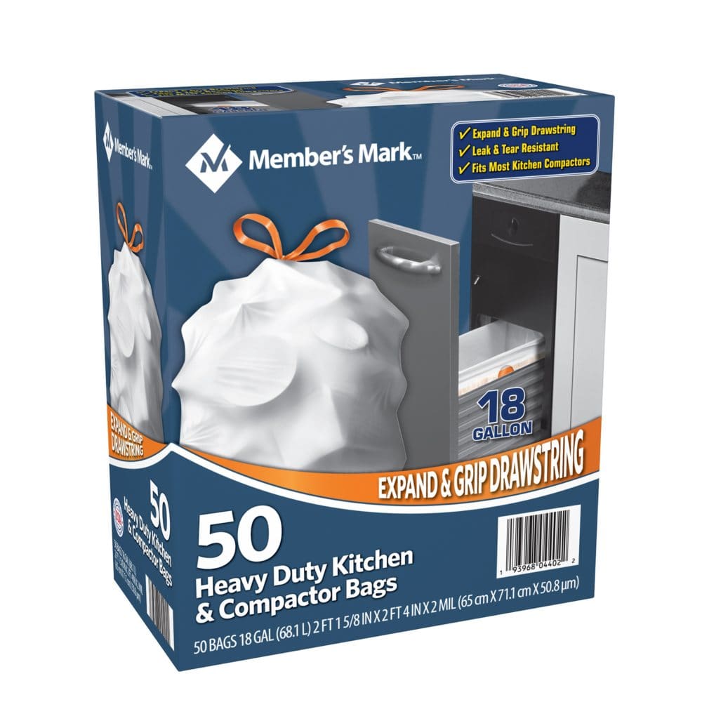 Member’s Mark Heavy Duty Kitchen & Compactor Trash Bags (18 gal. 50 ct.) - Paper & Plastic - Member’s Mark