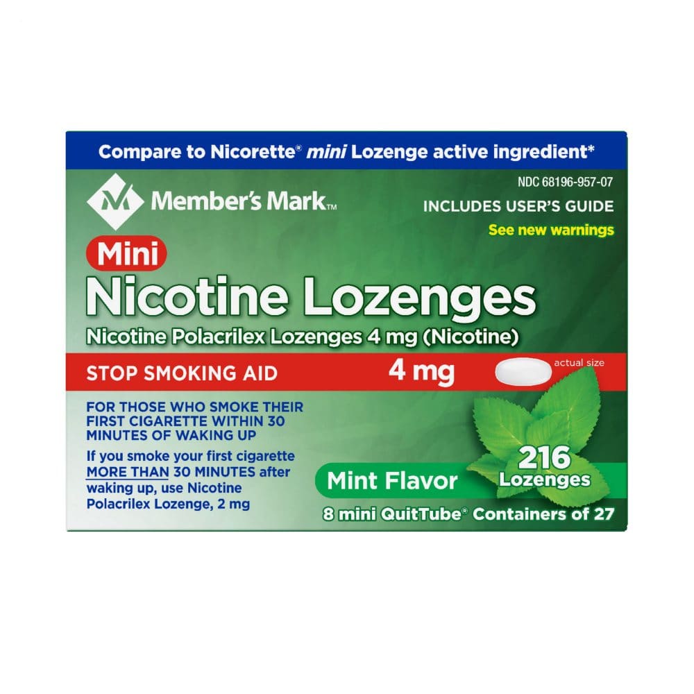 Member’s Mark Mini Nicotine Lozenge 4mg Mint Flavor (216 ct.) - Smoking Cessation Aids - Member’s Mark