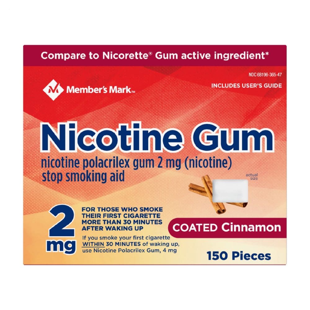 Member’s Mark Nicotine Coated Gum 2mg Cinnamon Flavor (300 ct.) - Smoking Cessation Aids - Member’s Mark