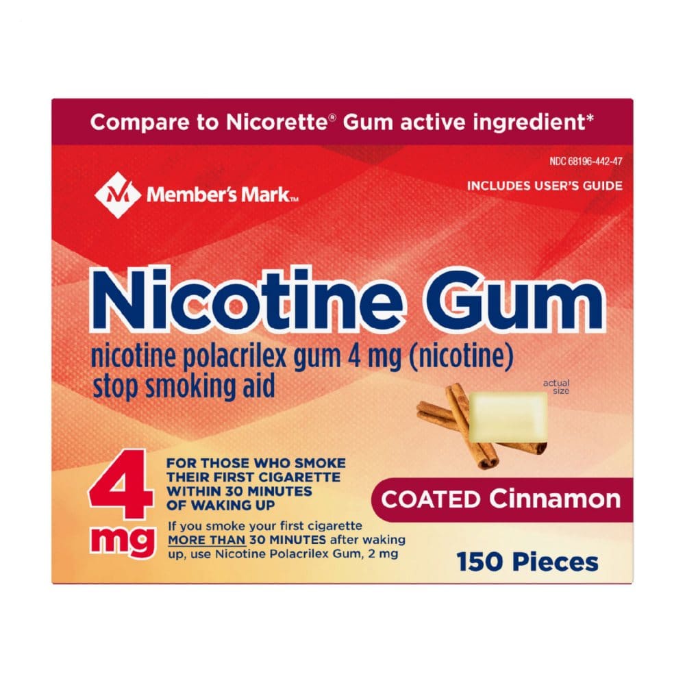 Member’s Mark Nicotine Coated Gum 4mg Cinnamon Flavor (300 ct.) - Smoking Cessation Aids - Member’s Mark