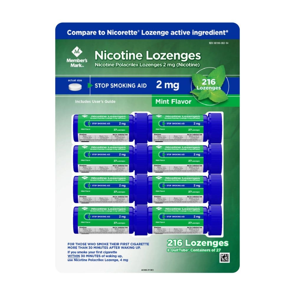 Member’s Mark Nicotine Lozenge 2mg Mint Flavor (27 ct. 8pk.) - Smoking Cessation Aids - Member’s Mark