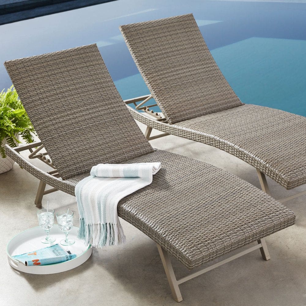 Member’s Mark Padded Wicker Chaise 2-Pack - Gray - Outdoor Lounge Furniture - Member’s Mark