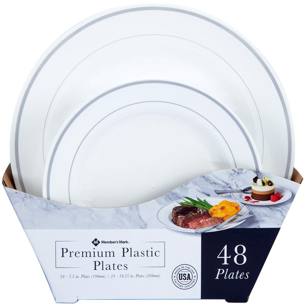 Member’s Mark Premium Plastic Heavyweight Plates Combo Pack (48 ct.) - Disposable Tableware - Member’s Mark