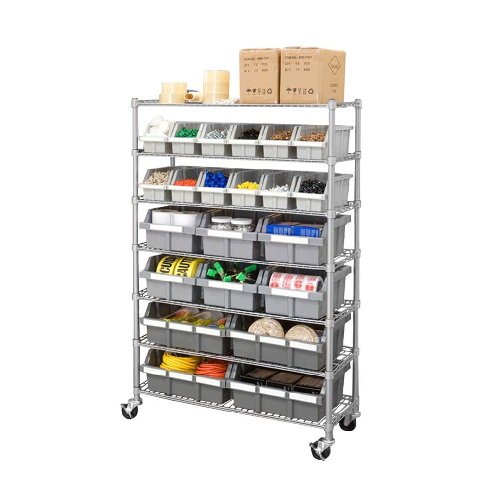 Member’s Mark Steel Commercial Bin Rack With Wheels 22 Bins 36 W x 14 D x 56 H - Storage Supplies - Member’s Mark