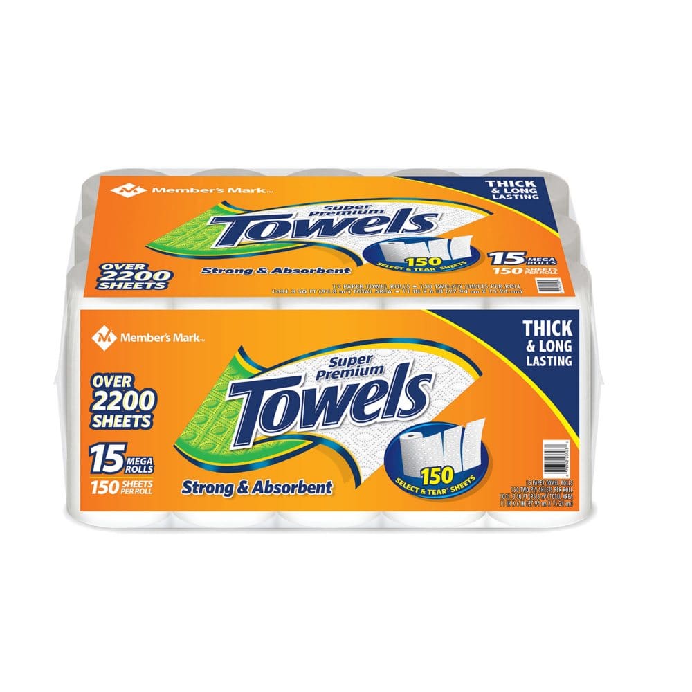 Member’s Mark Super Premium 2-Ply Select & Tear Paper Towels (150 sheets/roll 15 rolls) - Paper & Plastic - Member’s Mark