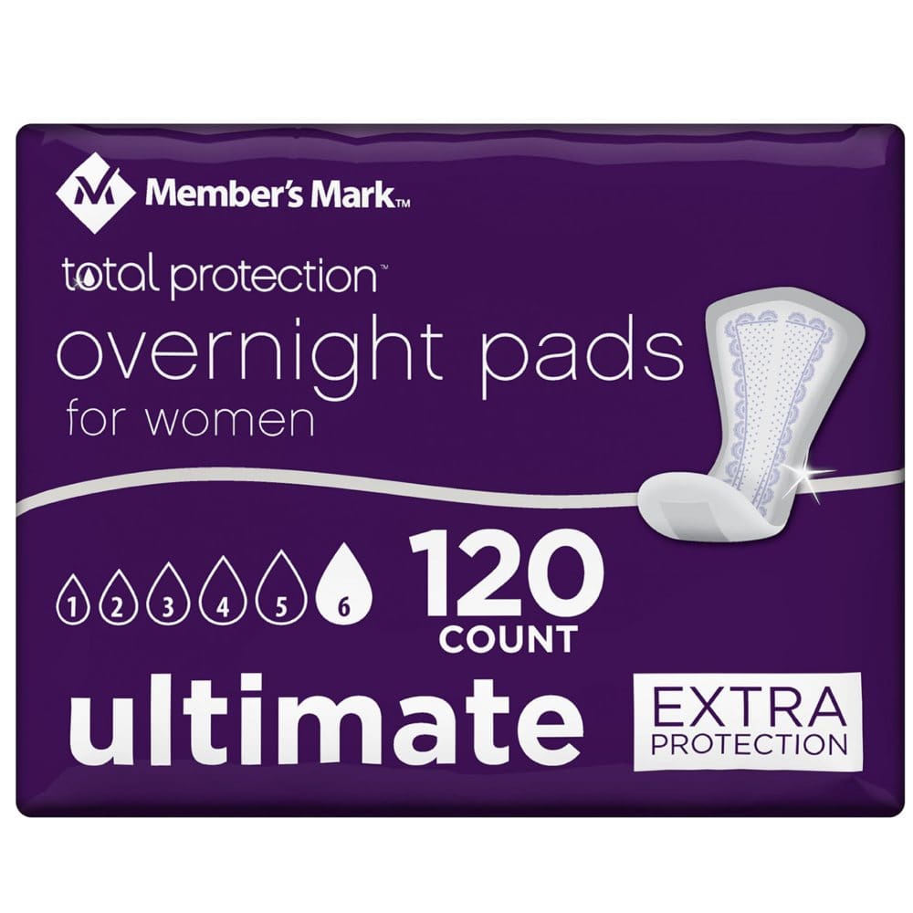 Member’s Mark Total Protection Overnight Pad for Women (120 ct.) - Incontinence Aids - Member’s Mark