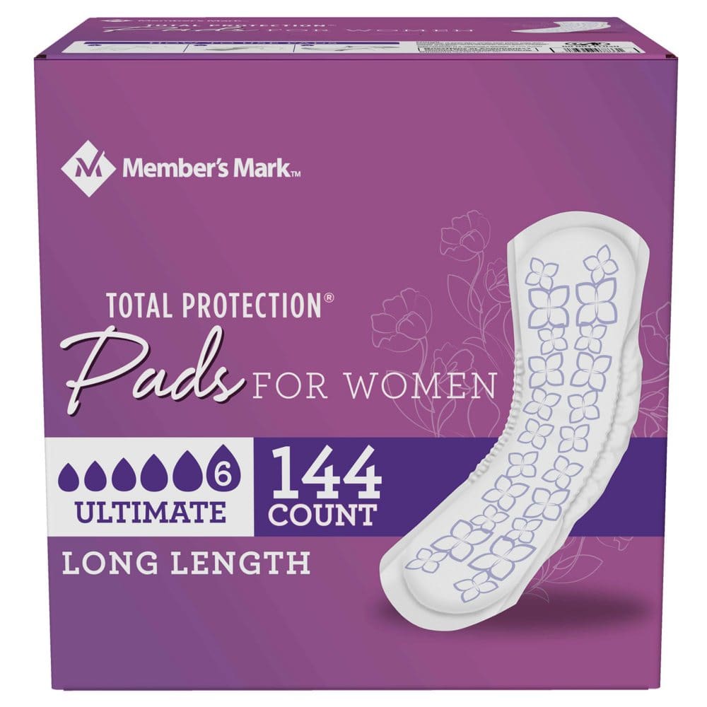 Member’s Mark Total Protection Pads for Women Ultimate - Long Length (144 ct.) - Incontinence Aids - Member’s Mark