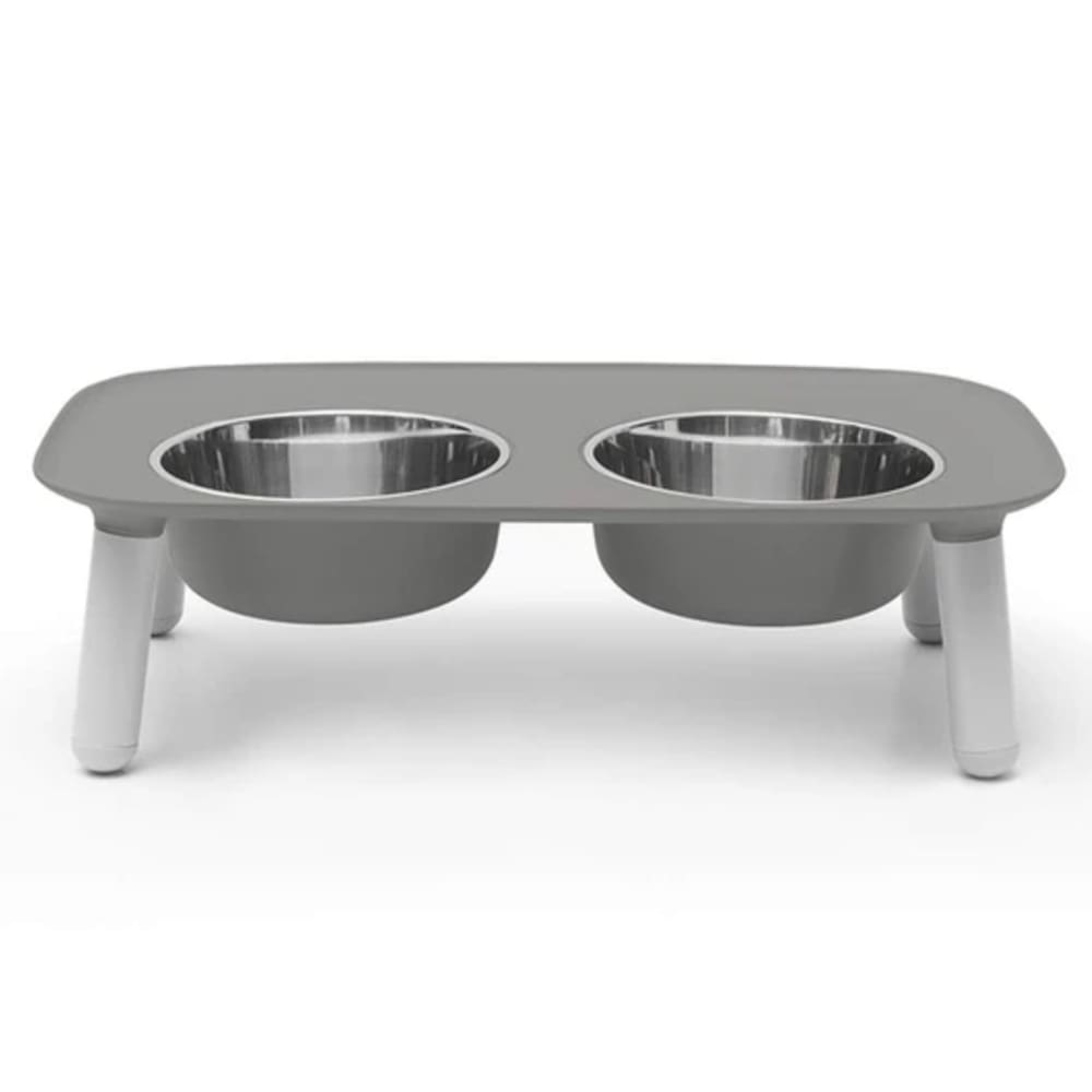 Messy Mutts Dog Double Feeder Elevated Grey - Pet Supplies - Messy Mutts