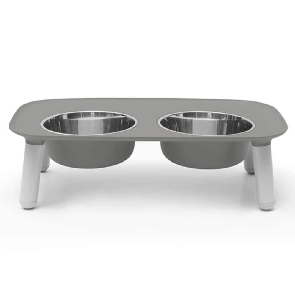 Messy Mutts Dog Double Feeder Elevated Grey - Pet Supplies - Messy Mutts