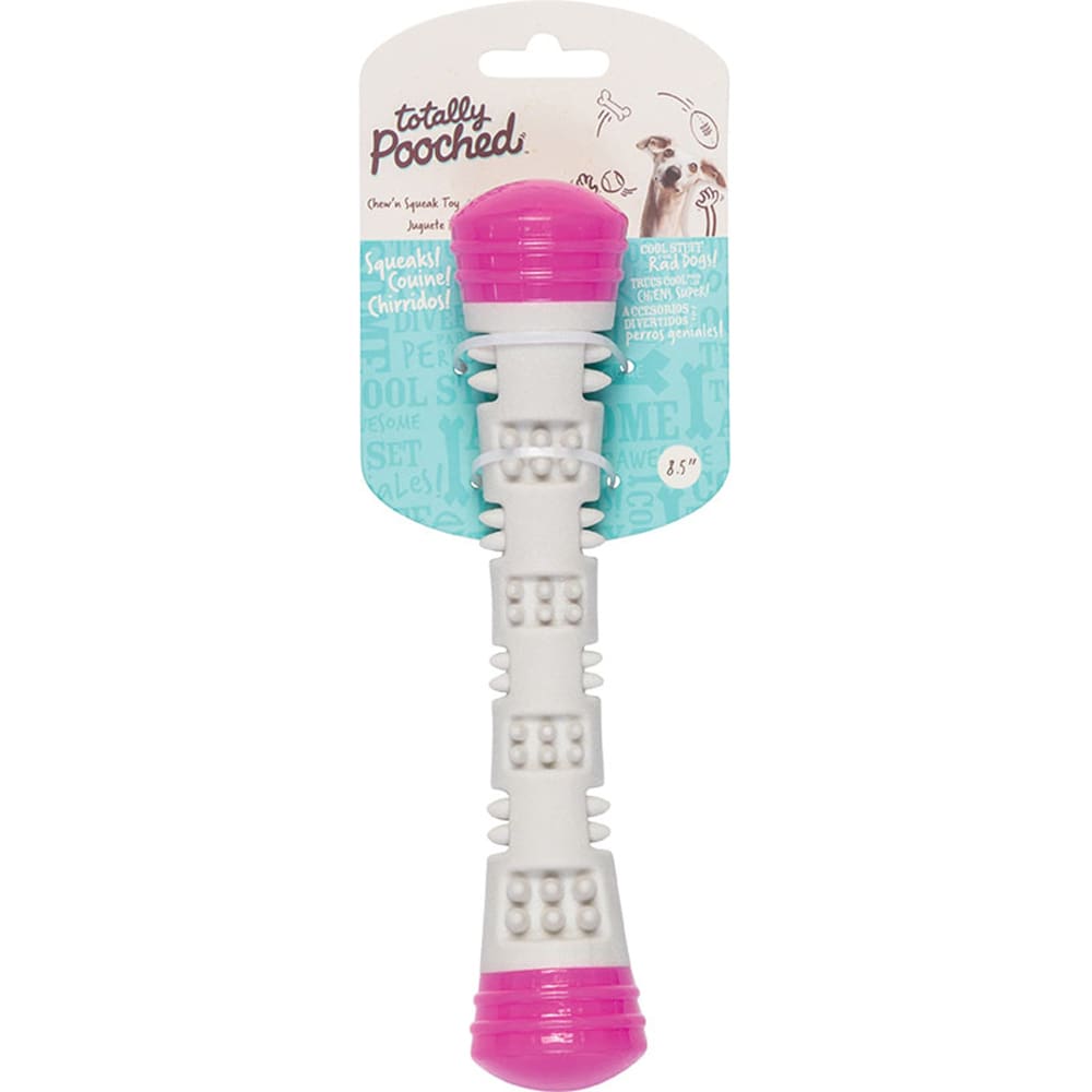 Messy Mutts Totally Dog Chew N Squeak Stick Grey Pink Small - Pet Supplies - Messy Mutts