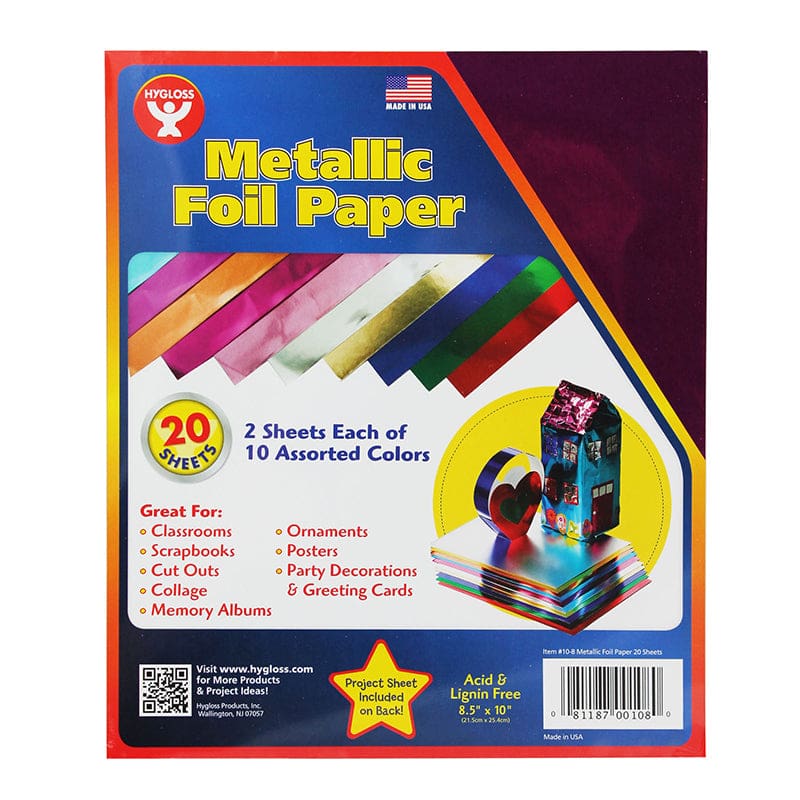 Metallic Paper 2 Each 10 Asst Color (Pack of 6) - Craft Paper - Hygloss Products Inc.