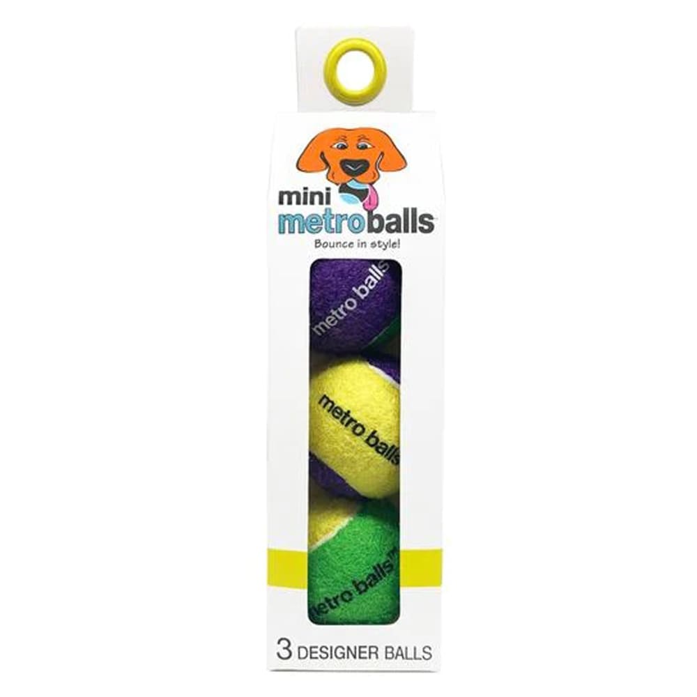 Metro Paws Mini Metro Balls Yellow 3Ct - Pet Supplies - Metro Paws